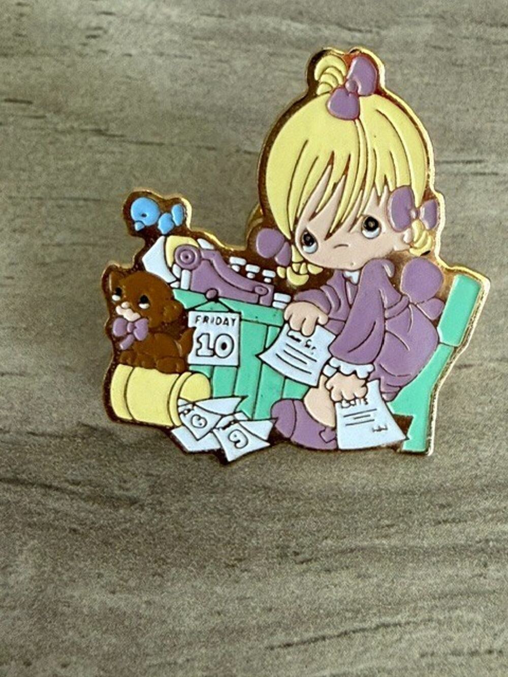 VINTAGE Precious Moments It’s Friday End Of The Week Blues Lapel Pin - NEW